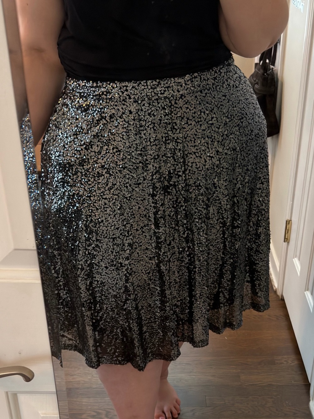 Lane Bryant 22/24 Sparkling Black Sequin Skater Skirt
